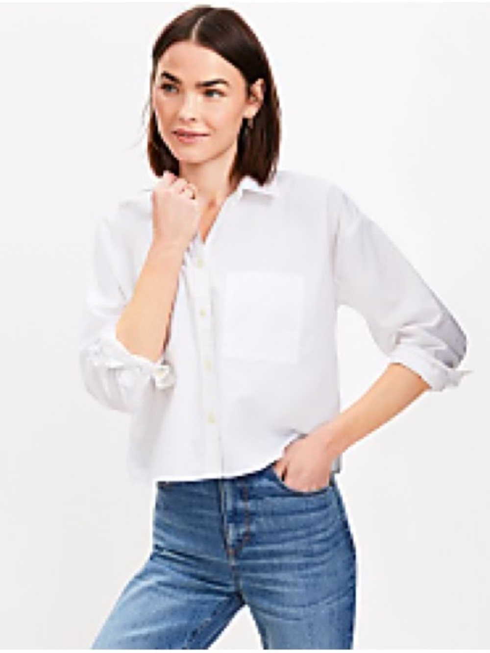 Loft Classic White Button-Up Shirt - Women's - Picture 2 of 3